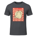 Vintage Japanese Cat Kawaii Cat Lover Meowing Tshirt in Charcoal - front view