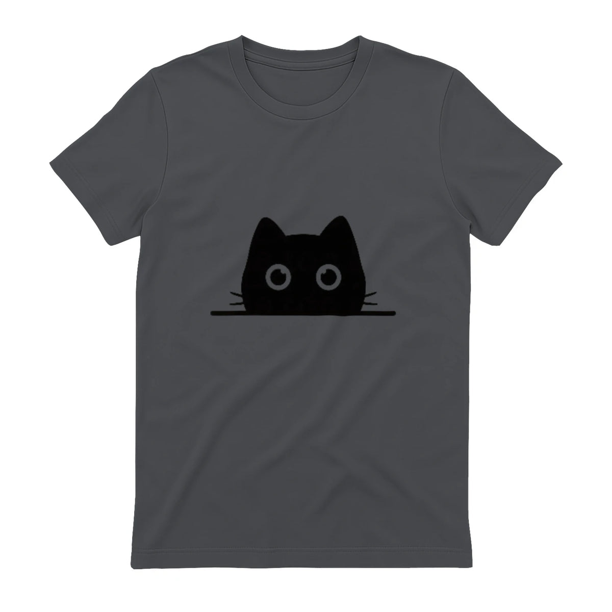 Chemise avec motif de chat dans une poche pour enfants, femmes, hommes, amoureux des chats in Charcoal - back view