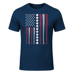 Patriotic Baseball Fourth of July USA Flag T-Shirt in Navy - front view