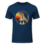 NASA Shuttle Launch Into Rainbow Premium Graphic T-Shirt T-Shirt UK in Navy - front view