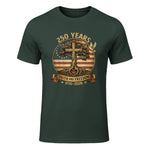 Faith and Freedom Christian USA Anniversary T-Shirt in Forest Green - front view