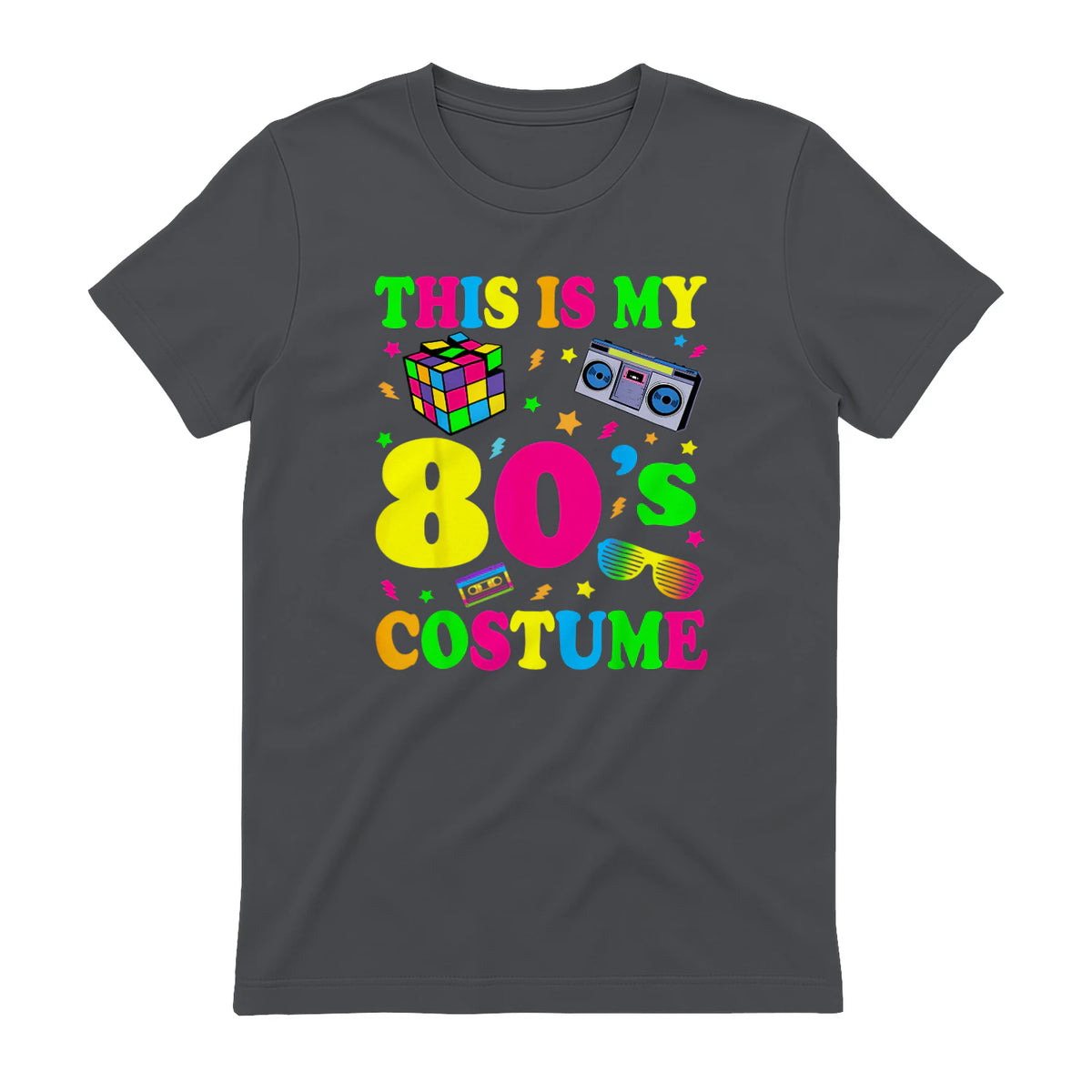This Is My Eighties Costume Party T-Shirt in Charcoal - back view