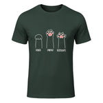 Introvert Cat Animal Rescue Pet Lover Apparel Rock Paper Scissors Hand Game Cute Paw Funny Cat T-Shirt in Forest Green - front view