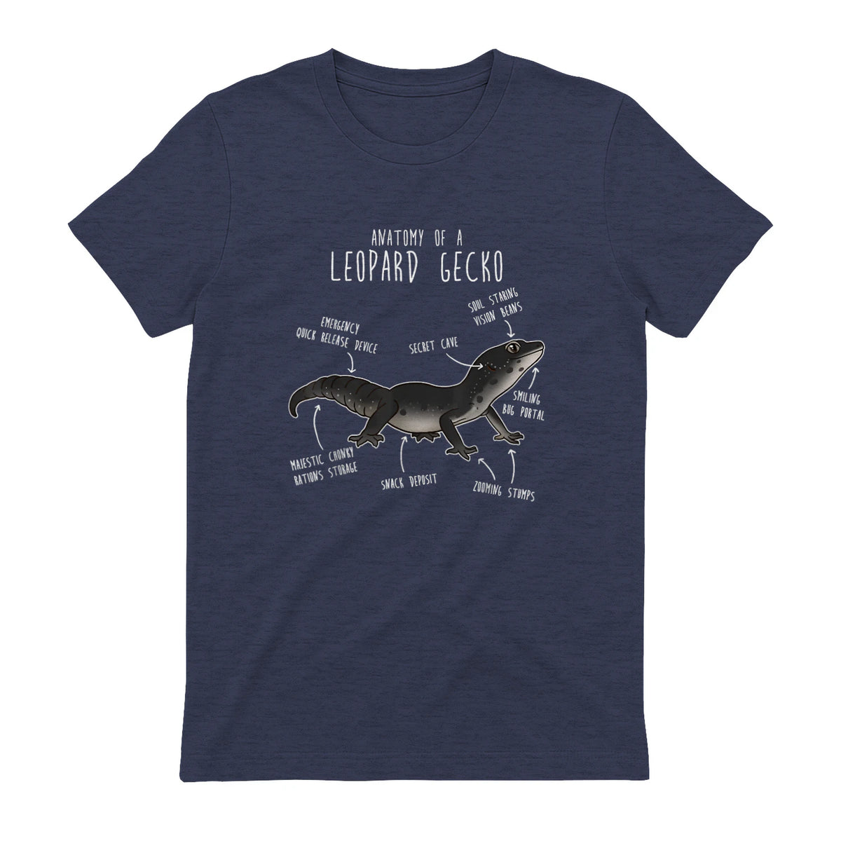 Black Night Leopard Gecko Lézard Reptile Anatomie drôle animal de compagnie in Heather Navy - back view