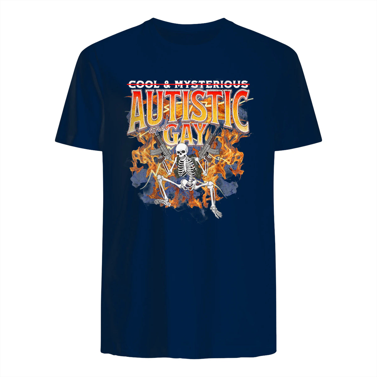 Autism Meme Funny Tism Squelette Autistique et Gay Humour in Navy - back view