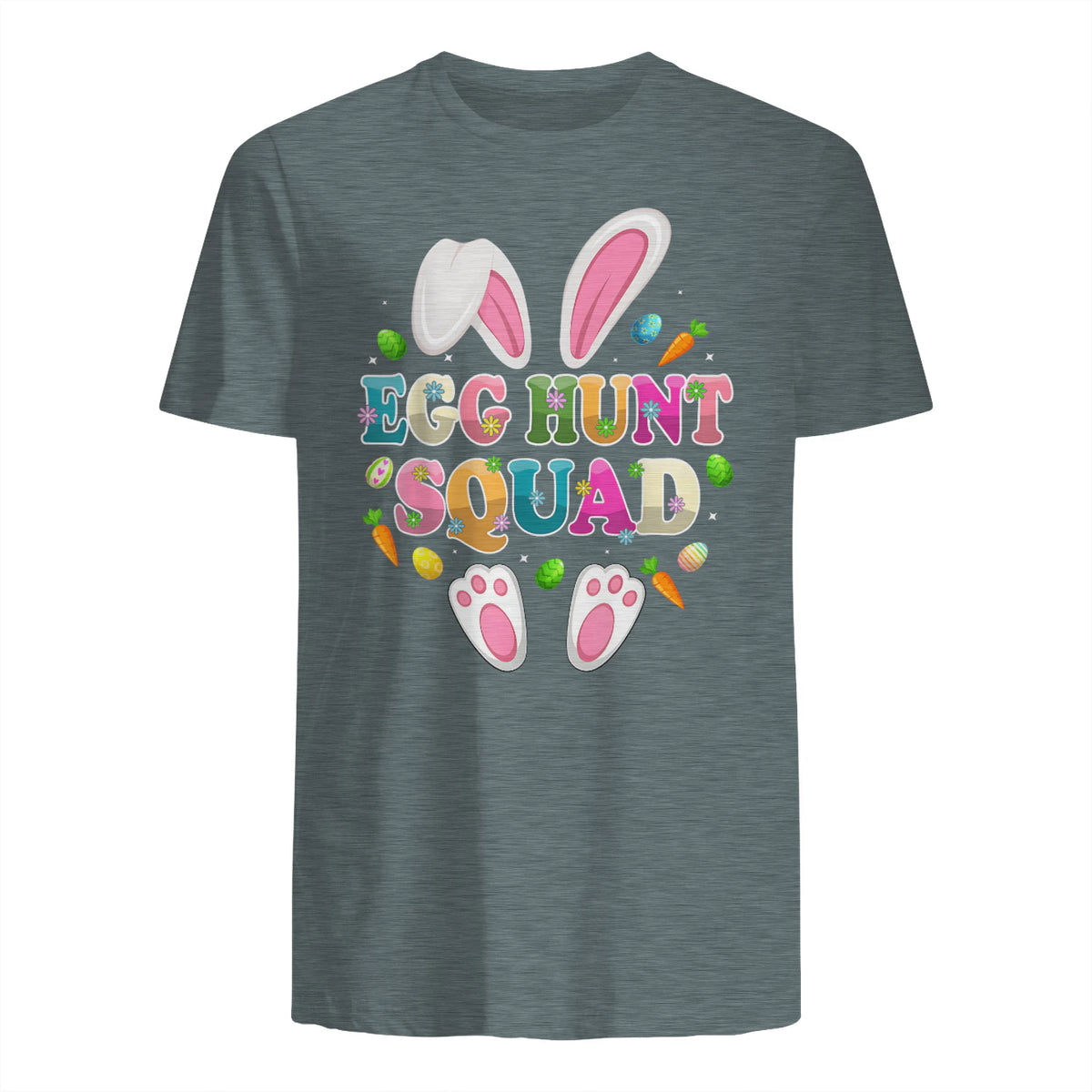 Egg Hunt Squad Bunny Happy Easter Day in Dark Heather - back view