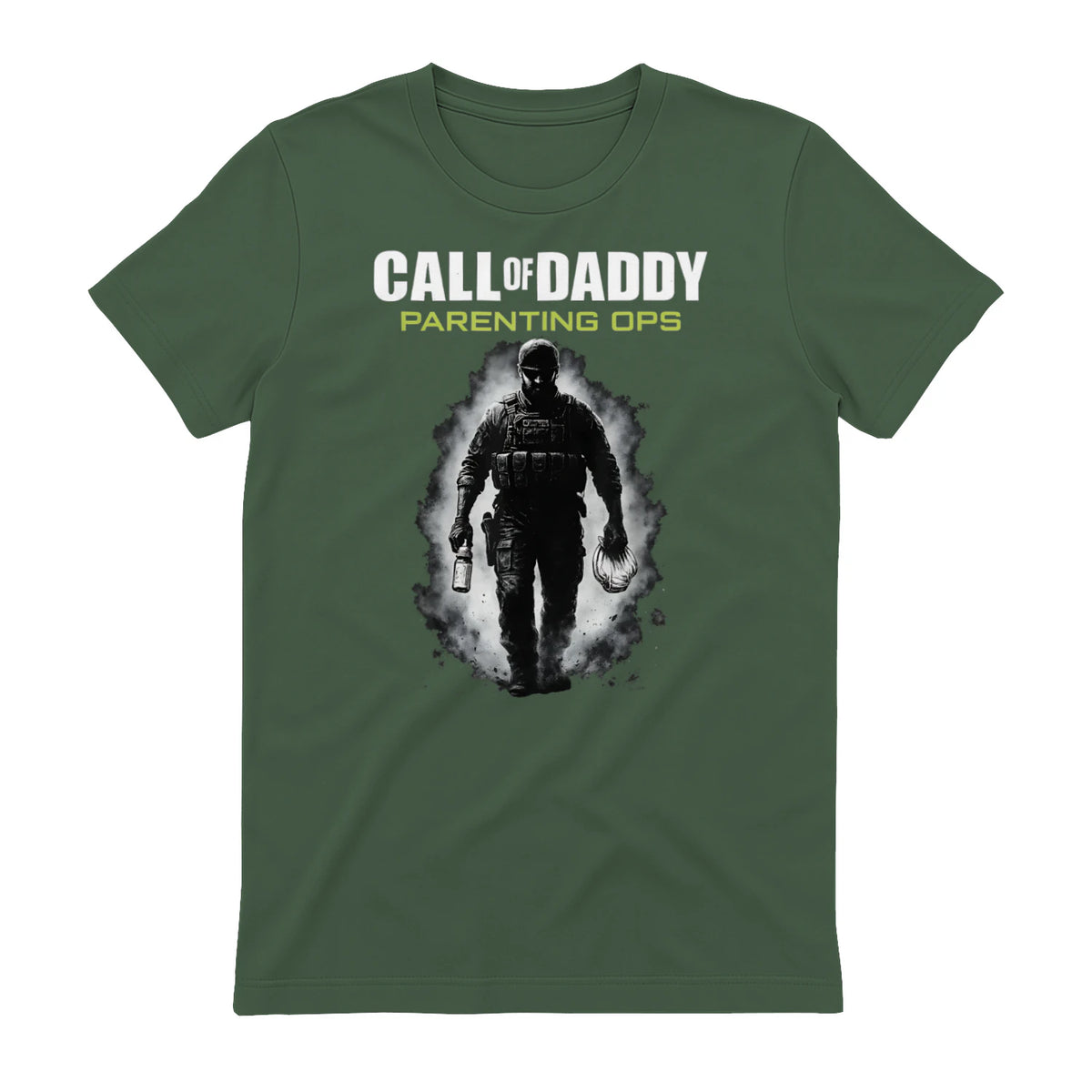 Call of Daddy Parenting Ops – Vatertag Great Dad Joke T-Shirt in Military Green - back view