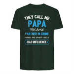 Funny Grandpa Papa Partner in Crime Dad in Forest Green - back view
