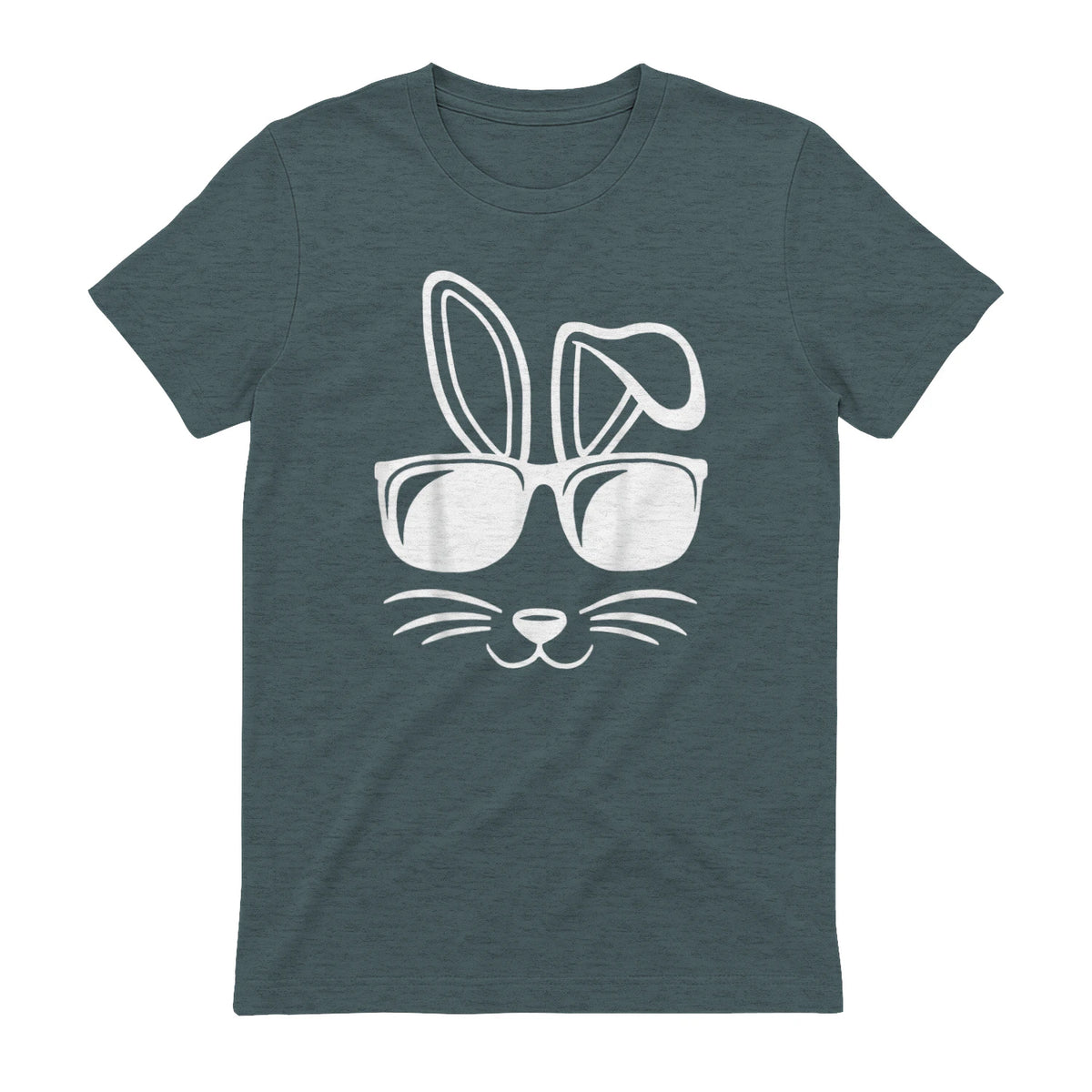 Bunny Face With Sunglasses Men Boys Kids Easter Day in Dark Heather - back view