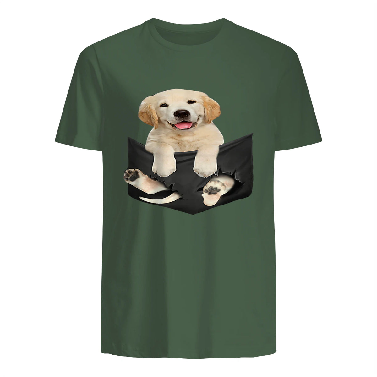 Cadeaux pour les amoureux des chiens Golden in Pocket in Military Green - back view
