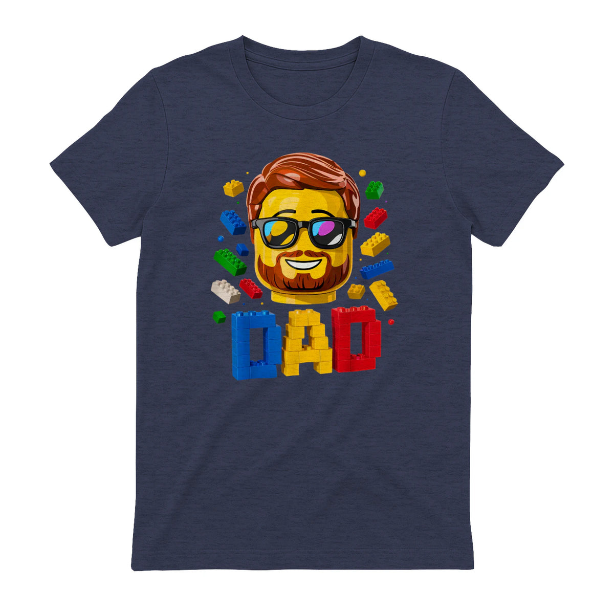 Dad Master Builder T-Shirt in Heather Navy - back view