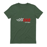 Dad Pit Crew Race Car T-Shirt in Military Green - back view
