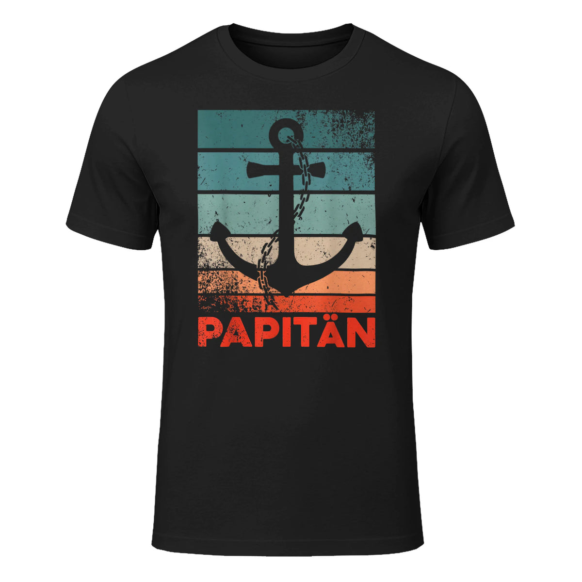 Papitän Papa und Kapitän Lustiges Retro Anker Vatertag in Black - front view