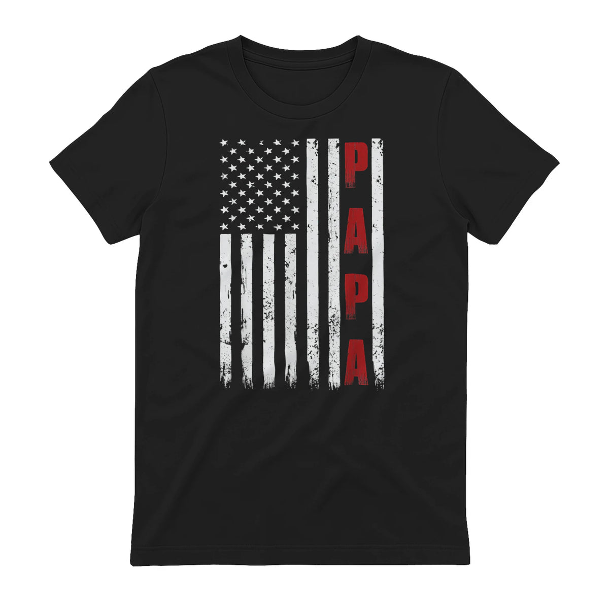 Proud Papa Flag Funny Father's Day from Grandchildren T-Shirt in Black - back view