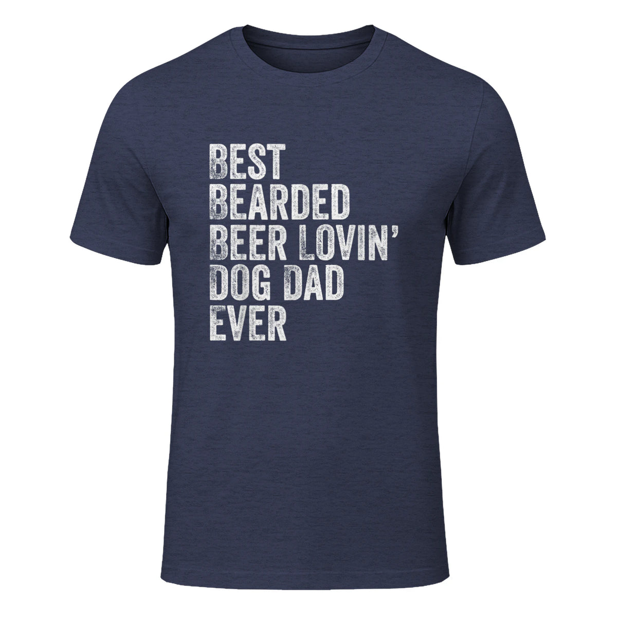 Best Bearded Beer Lovin Dog Dad T-Shirt Pet Lover Owner Gift in Heather Navy - front view