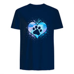chien patte dans le coeur chien amoureux animal de compagnie in Navy - back view