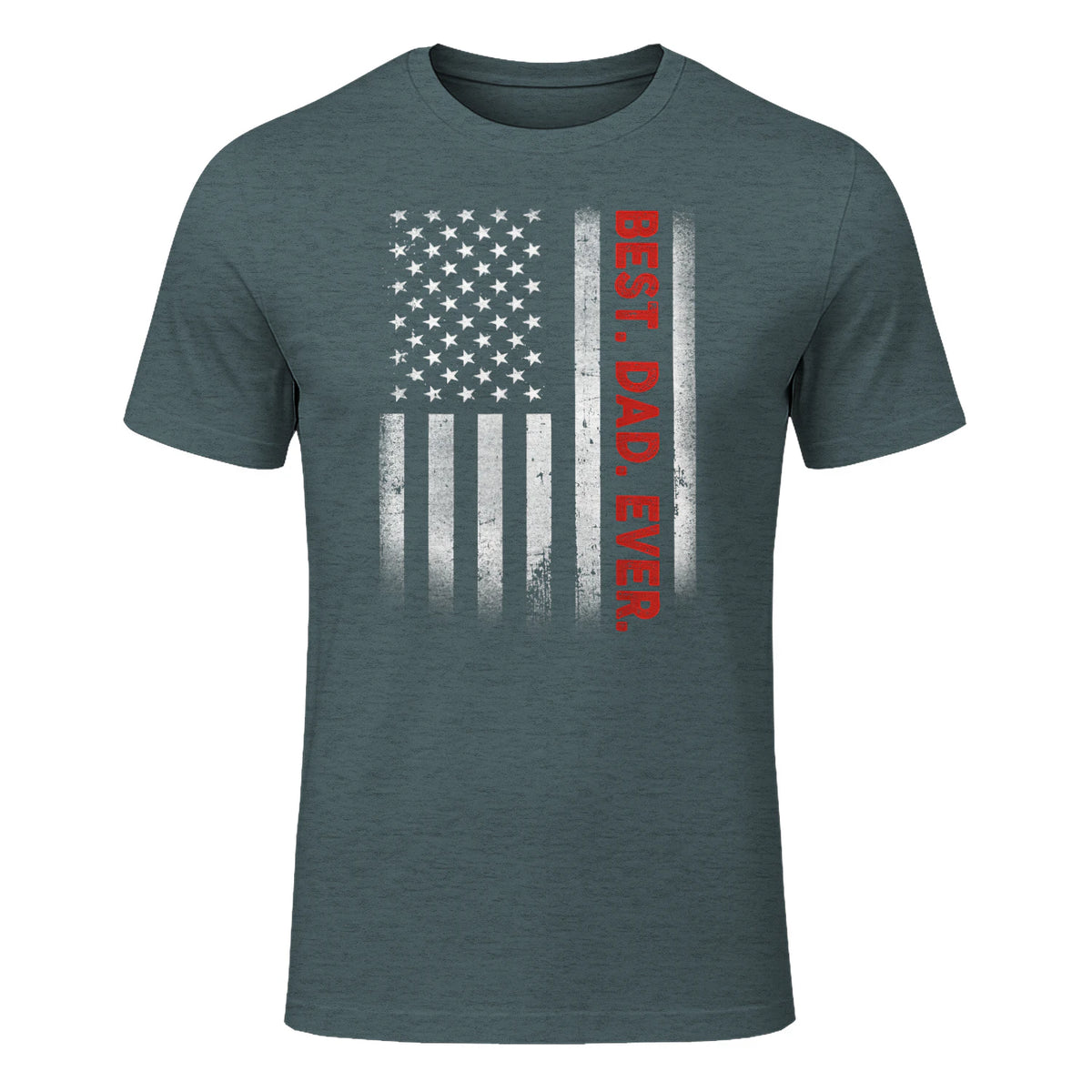 Best Dad Ever With US American Flag Gift For Father's Day in Dark Heather - front view
