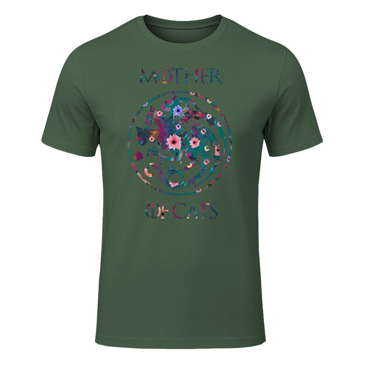 Mother of Cats Shirt T-Shirt in Military Green - front view