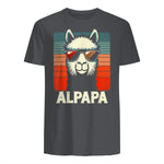 Bester Papa Alpapa Alpaka Frischgebackener Papa Vatertag T-Shirt in Charcoal - back view