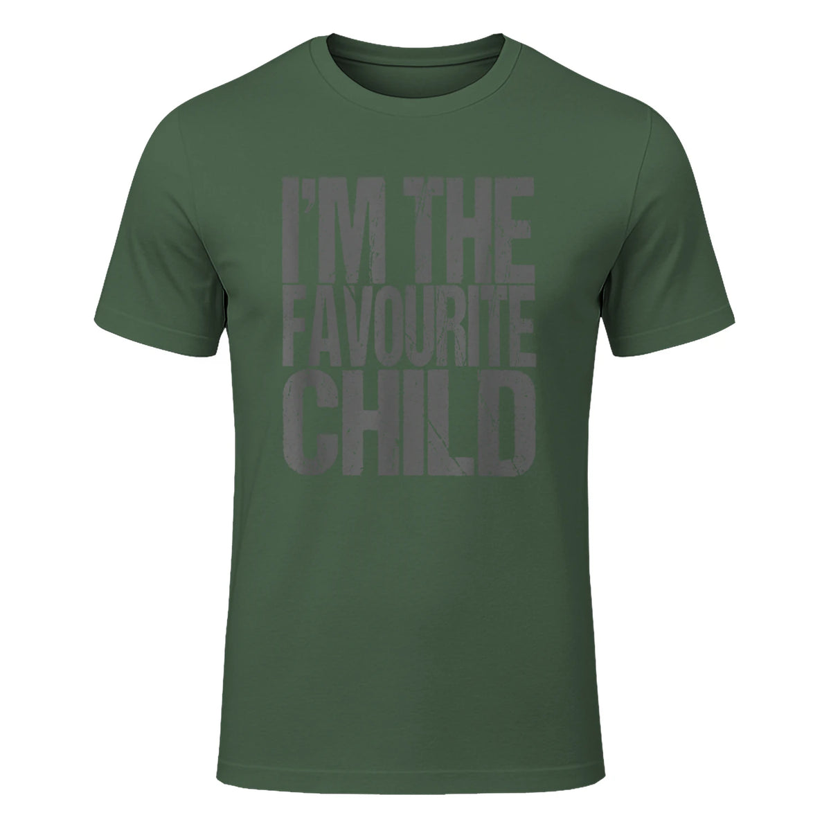 Funny I'm The Favourite Child Siblings in Military Green - front view