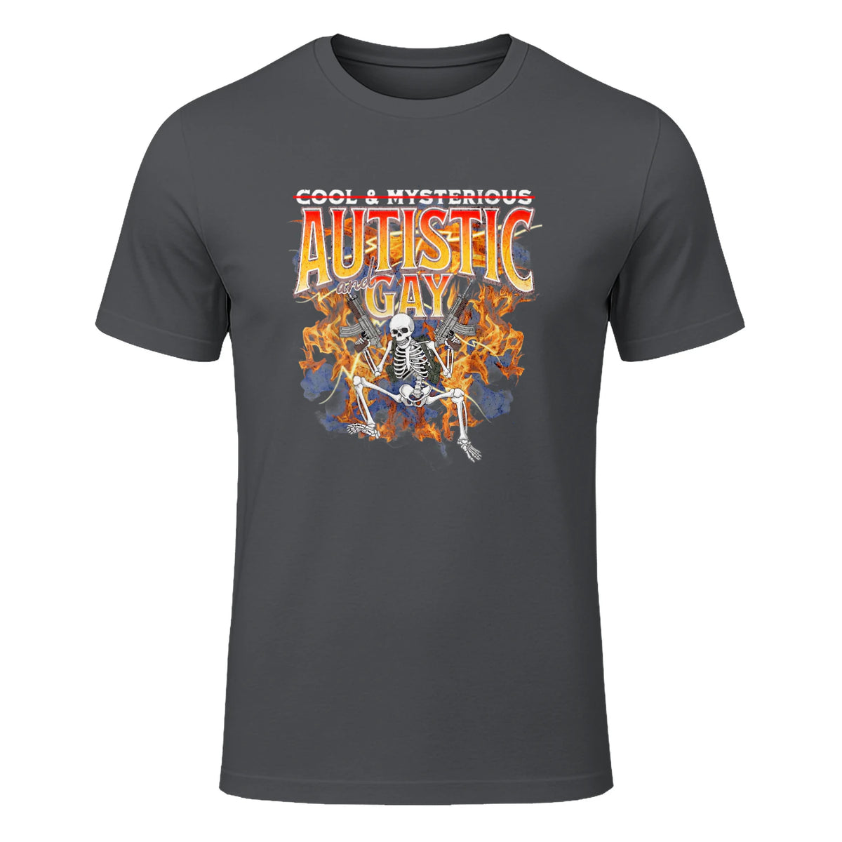 Autism Meme Funny Tism Squelette Autistique et Gay Humour in Charcoal - front view