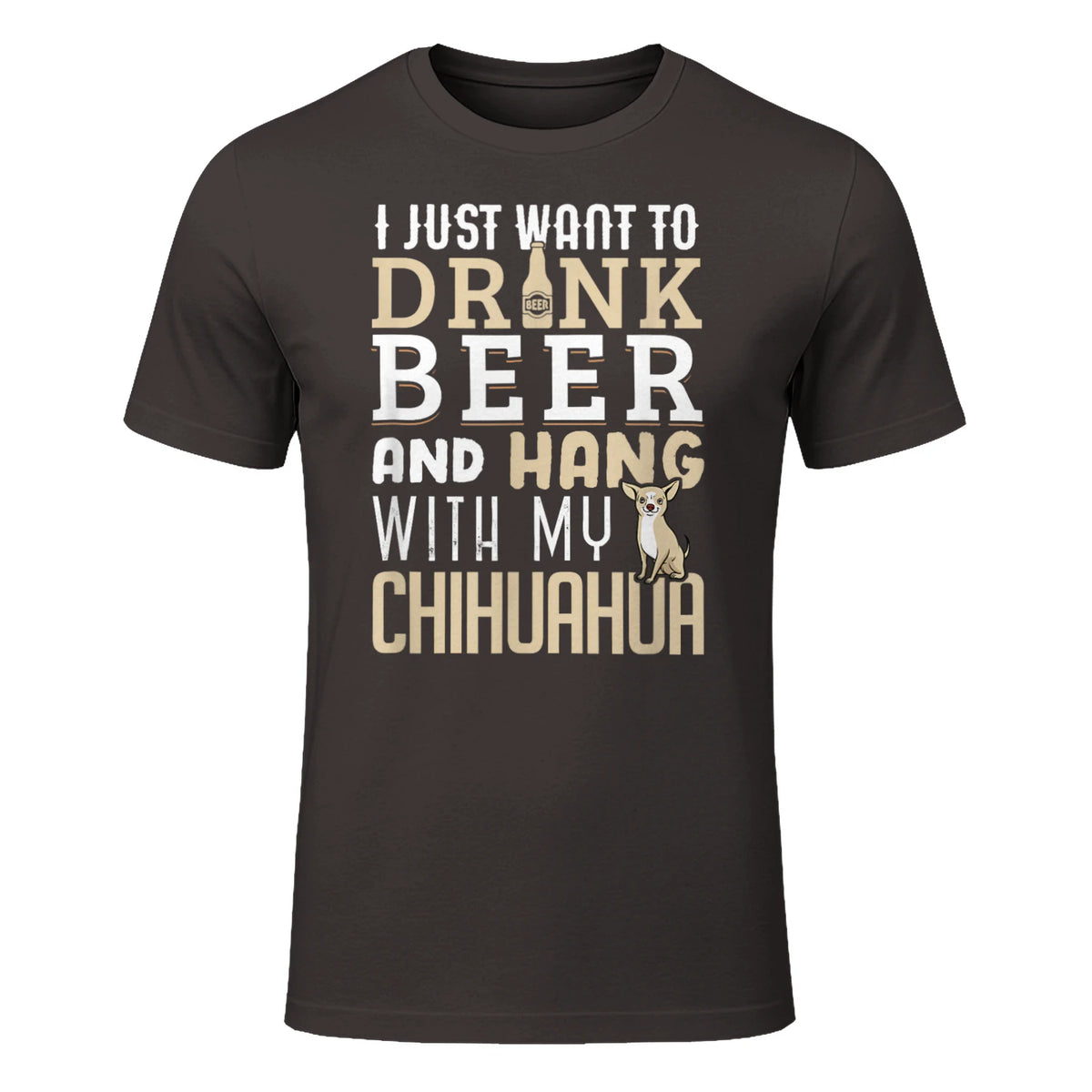 Drôle fête des pères amoureux des chiens Chihuahua Papa Shirt in Dark Chocolate - front view