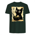 Funny Cat Ramen Graphic Tee Japanese Kawaii Anime Cat T-Shirt in Forest Green - back view