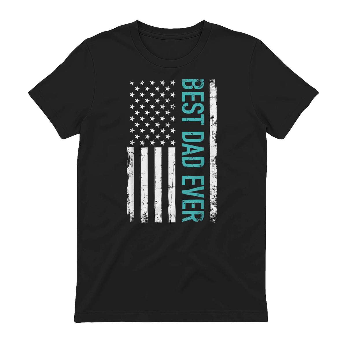 Father's day Best dad ever with US american flag Short Sleeve in Black - back view
