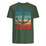 Papitän Papa und Kapitän Lustiges Retro Anker Vatertag in Military Green - back view