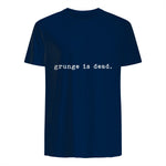 Chemises de soirée rock des années 90 Grunge Is Dead Novelty Saying Funny in Navy - back view