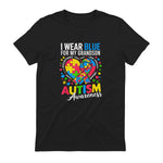 I Wear Blue for My Grandson Autism Awareness Grandma Nana in Black - back view
