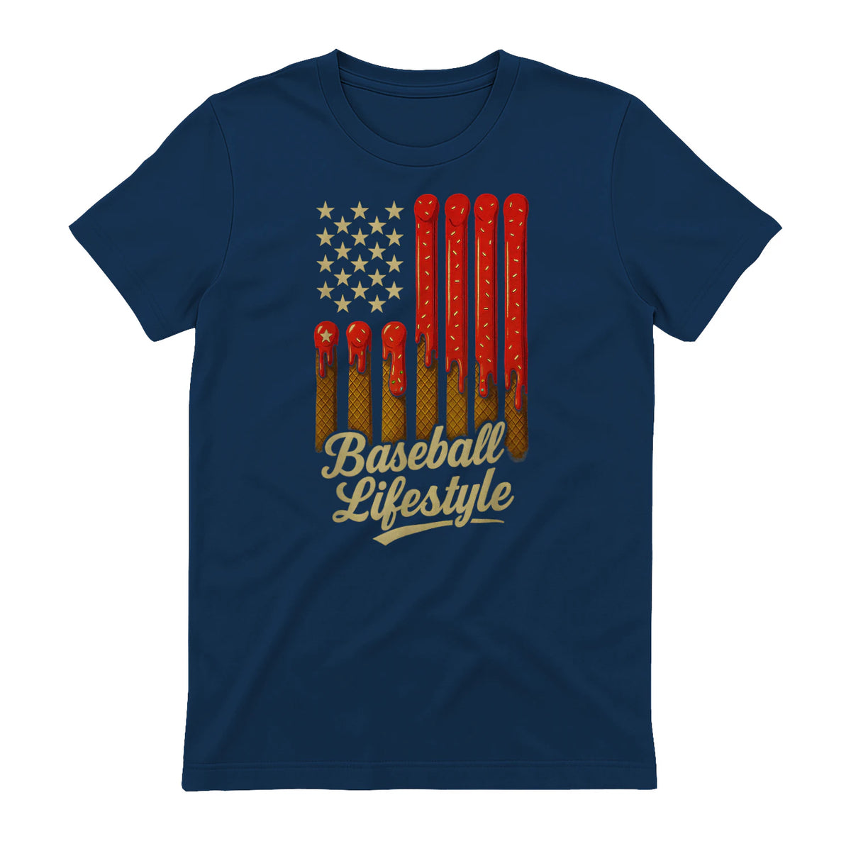 Baseball Lifestyle Apparel Youth Baseball Drip Ice Cream T-Shirt in Navy - back view