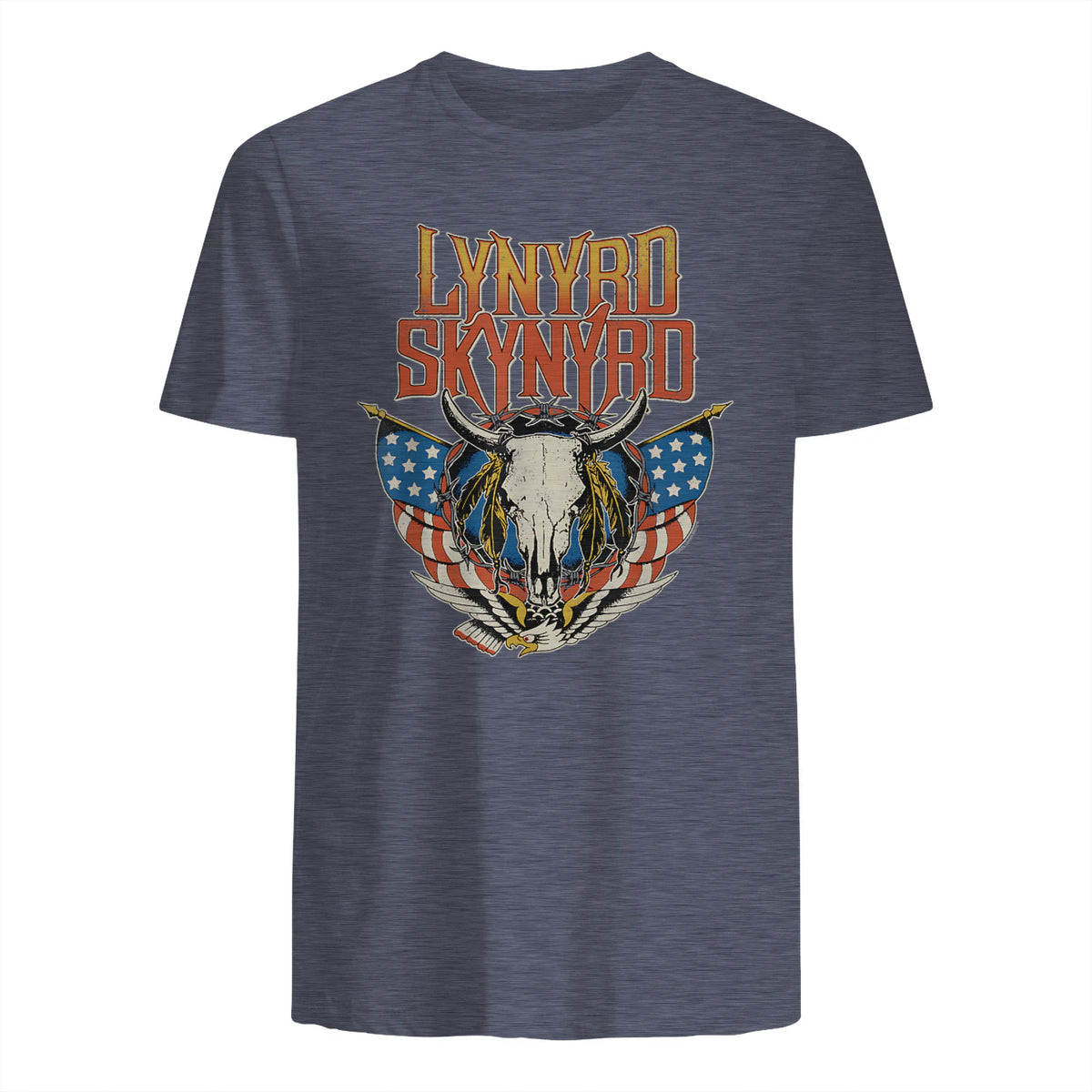 Lynyrd Skynyrd - Americana Steer Skull T-Shirt in Heather Navy - back view