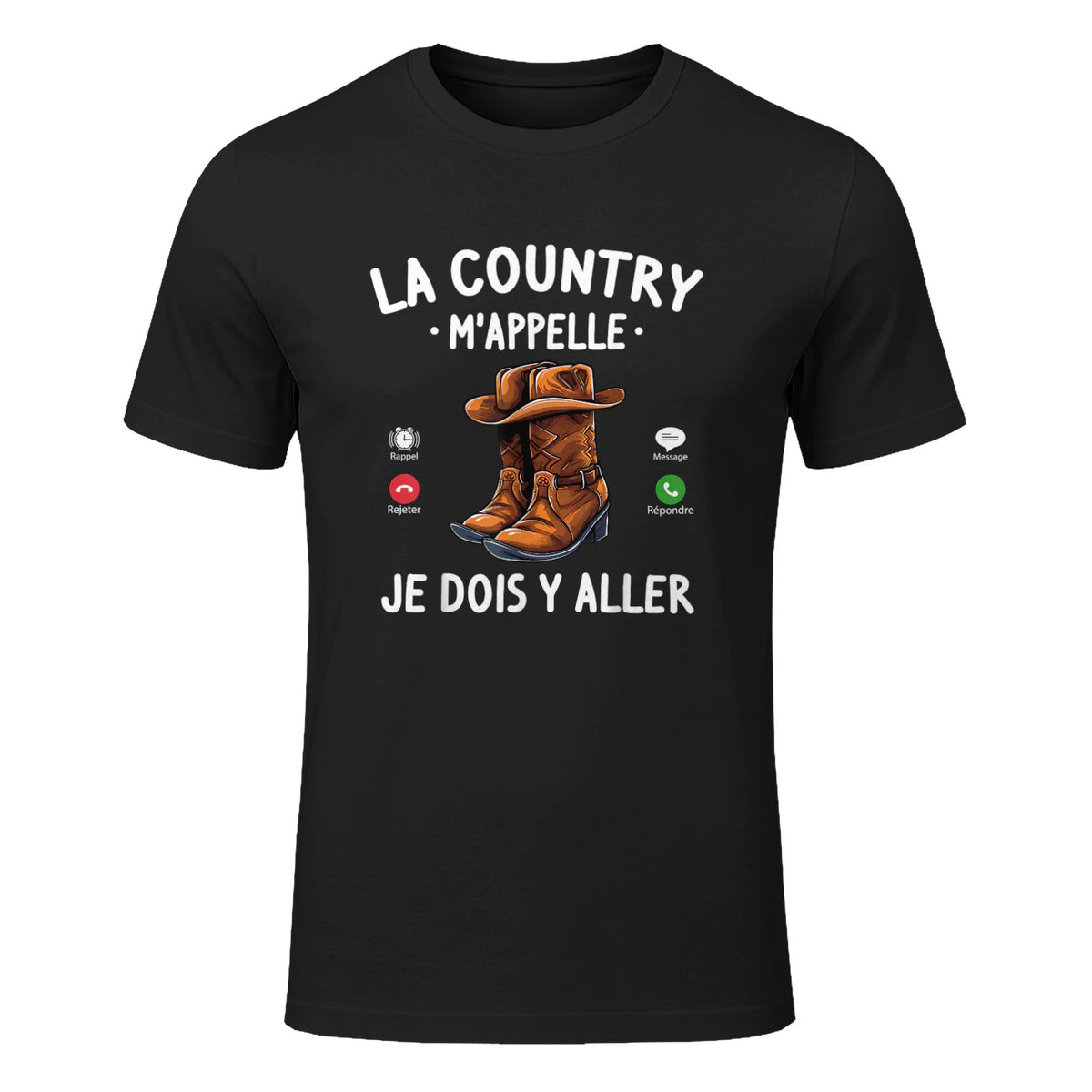 Country m'appelle Danse Country Humour Western Cow-Boy Girl in Black - front view