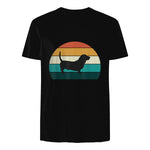Basset Hound rétro Amant Vintage Sunset Dog & Puppy in Black - back view