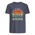 Vintage Sixtieth Birthday Gift T-Shirt in Heather Navy - back view