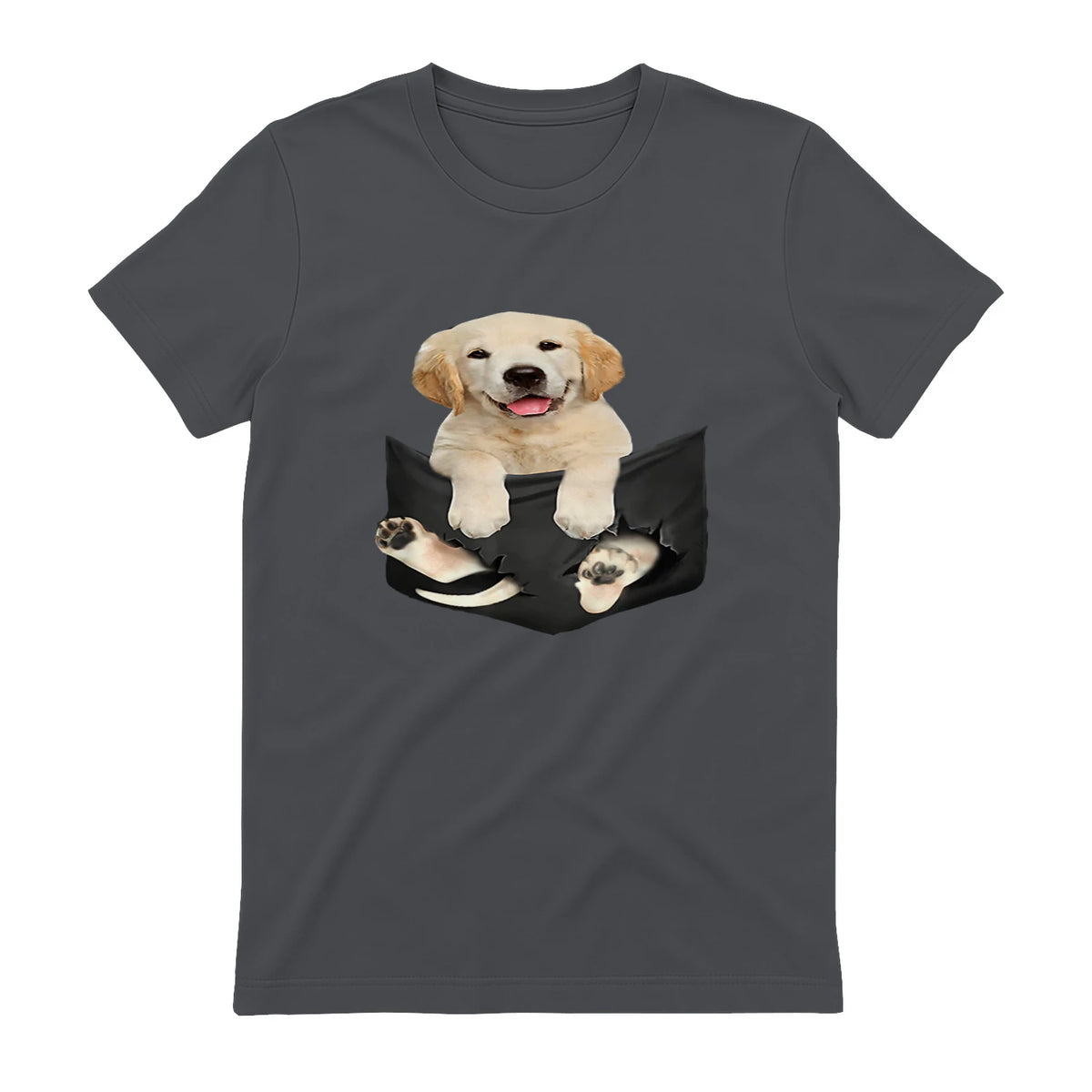 Cadeaux pour les amoureux des chiens Golden in Pocket in Charcoal - back view