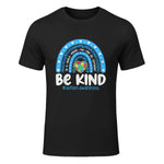 In April We Wear Blue Autism Ribbon T-Shirt in Black - front view