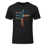 USA Flag Religious Quote Fourth of July Christian Faith T-Shirt in Black - front view