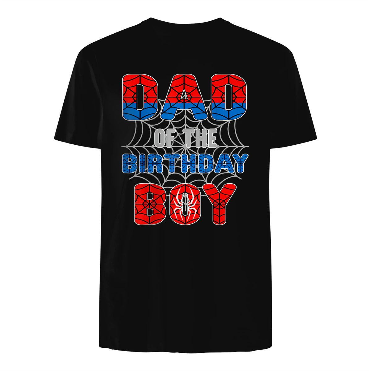 Birthday Boy Dad Spider Web T-Shirt in Black - back view