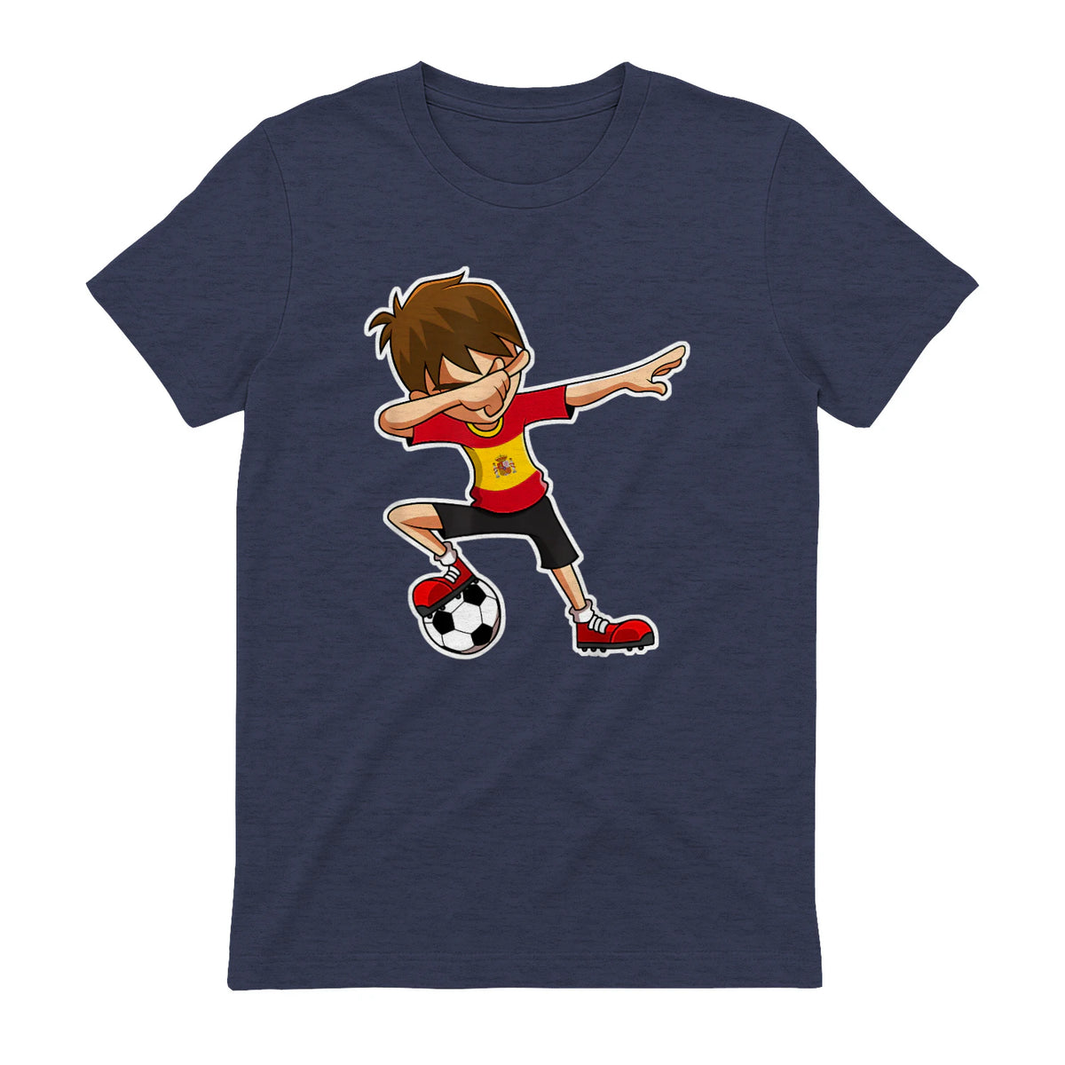 Dabbing Football Garçon Espagne Jersey, Espagnol Enfants Dab in Heather Navy - back view