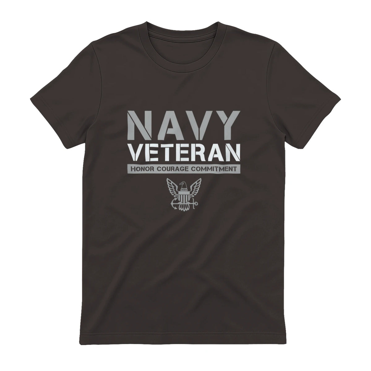 US Navy - Veteran Honor Courage Commitment T-Shirt in Dark Chocolate - back view