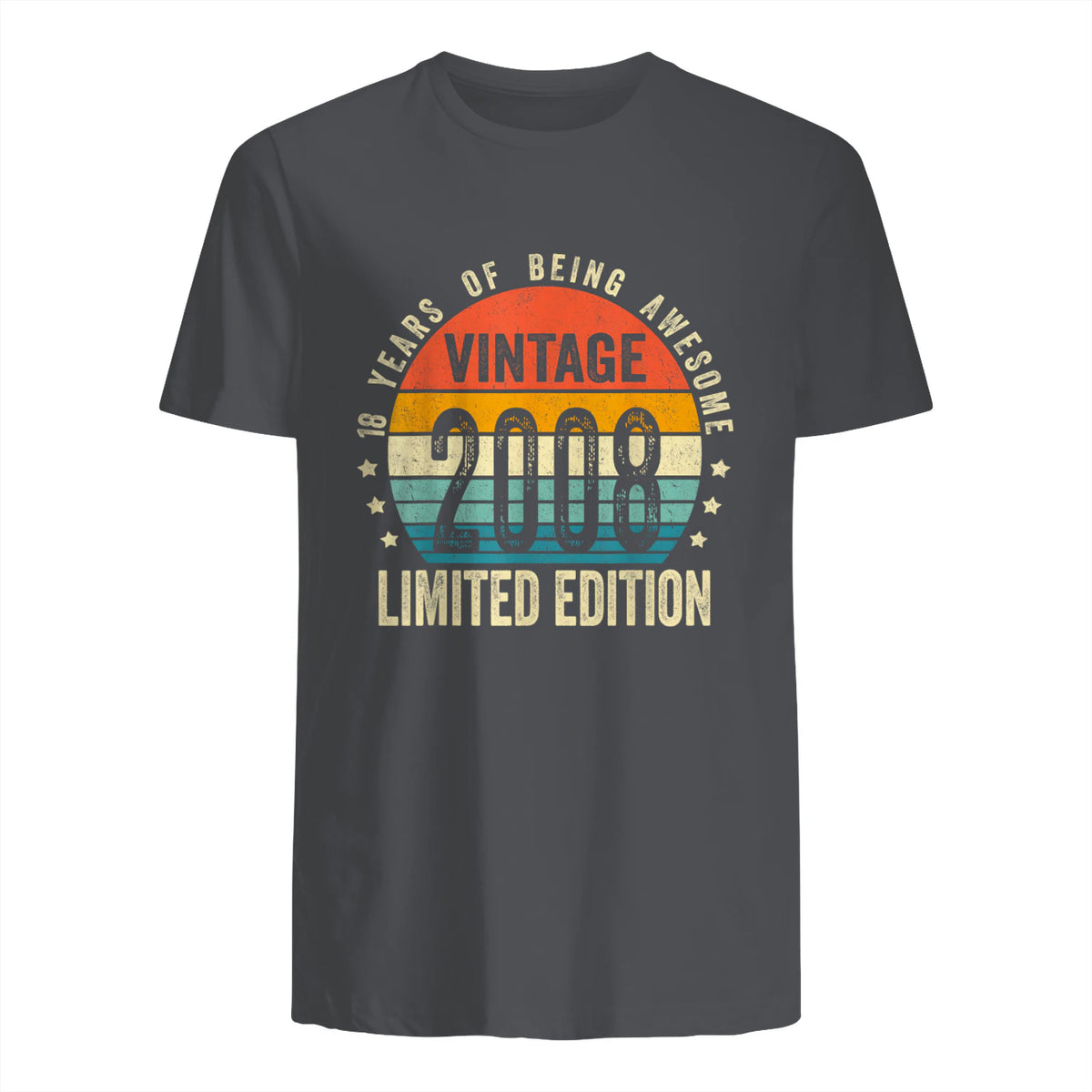 Vintage Eighteenth Birthday T-Shirt in Charcoal - back view