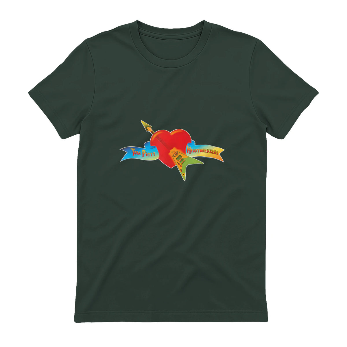 Tom Petty and The Heartbreakers Classic Logo T-Shirt in Forest Green - back view