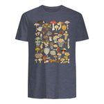 Mushroom Shirt Mycology Fungi Foraging Mushroom Whisperer in Heather Navy - back view