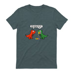 Dude Did You Eat The Last Unicorn Funny Dinosaur in Dark Heather - back view