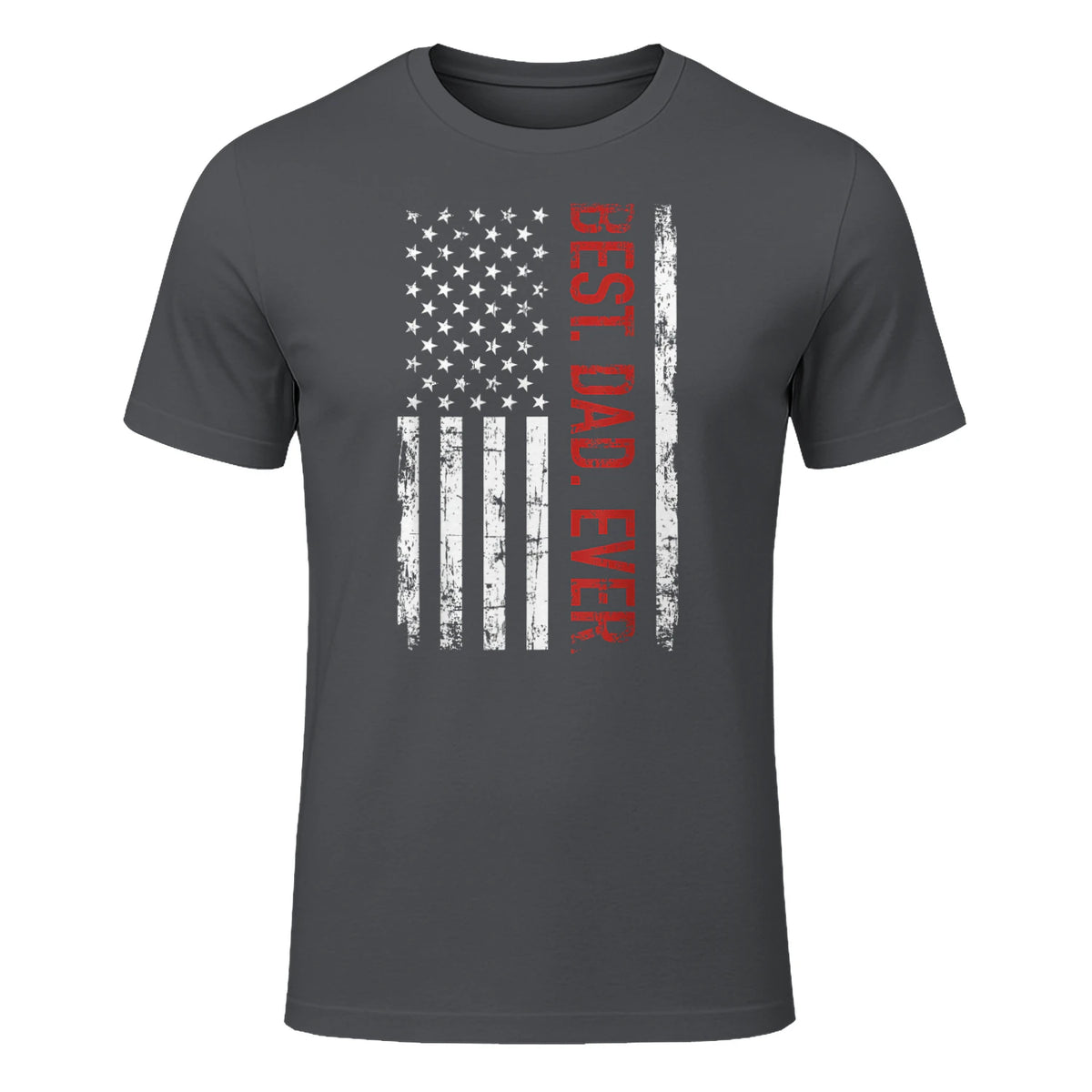 Best dad ever US american flag gift for father's day Short Sleeve in Charcoal - front view