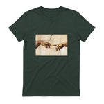 Creation of Adam Michelangelo Die Erschaffung Adams Kunst in Forest Green - back view