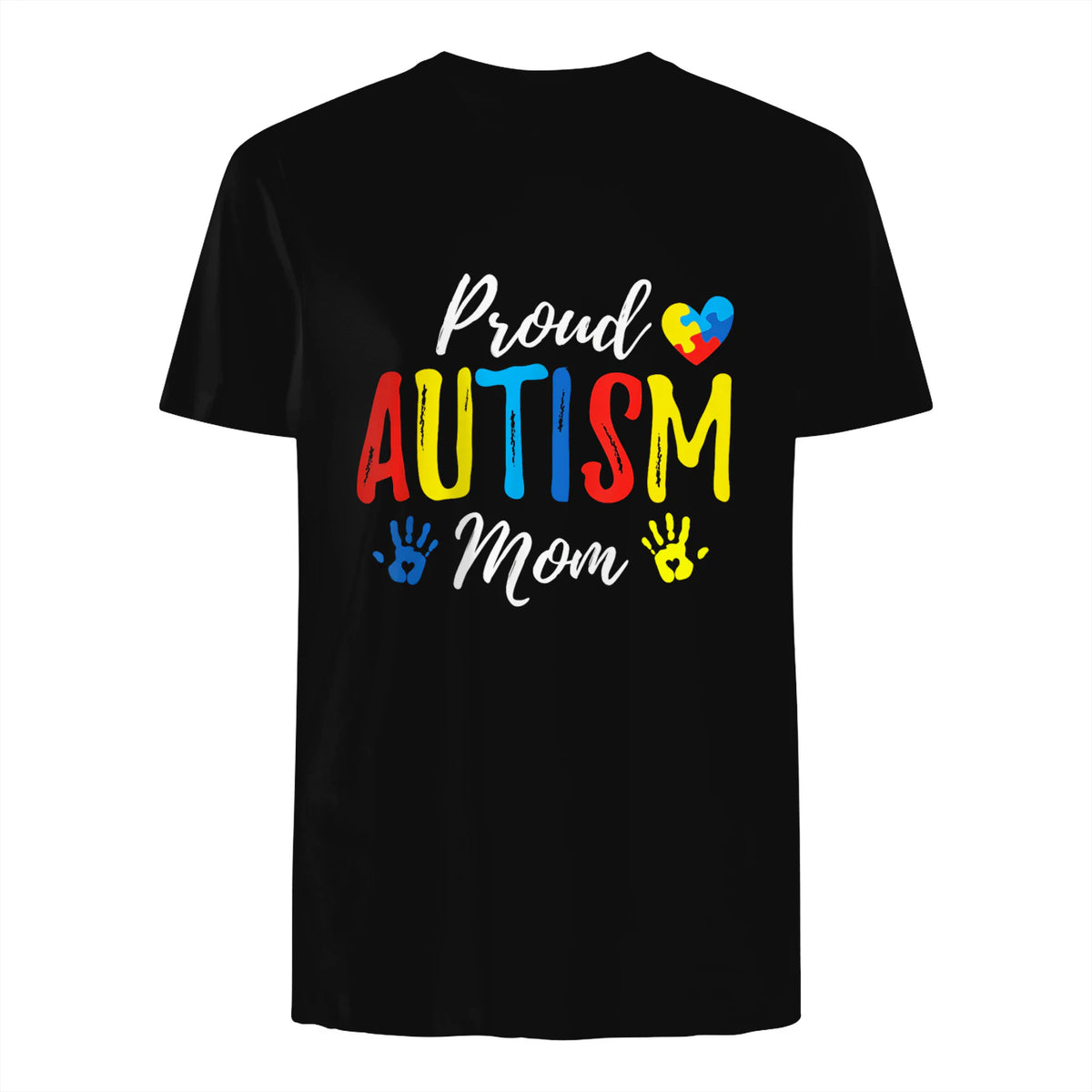 Proud Mom Autism Awareness Family Matching Shirt in Black - back view