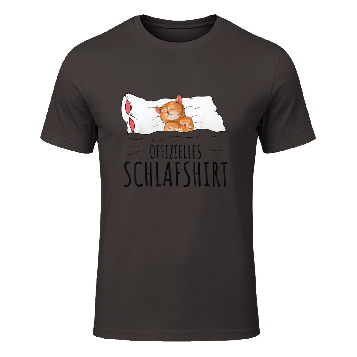 Süße Katzen & Haustier Geschenkideen Offizielles Schlafshirt Katze Schlafanzug Katzen in Dark Chocolate - front view